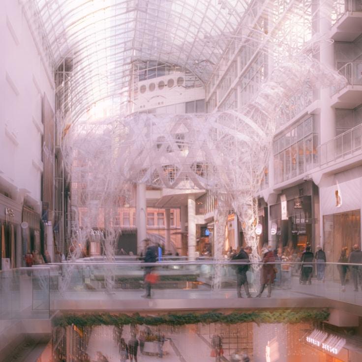 Shopping mall with wide corridors suitable for strollers